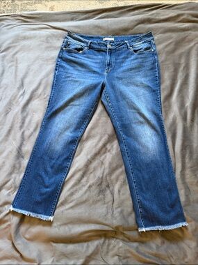 KanCan for Maurices Straight Leg Jeans Raw Frayed Hem Blue Size 20